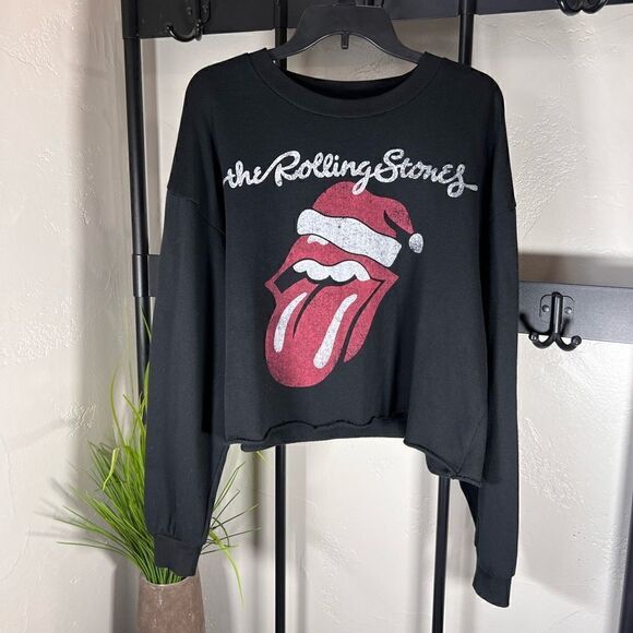 The Rolling Stones santa hat cropped sweatshirt black size XXL - Picture 3 of 12
